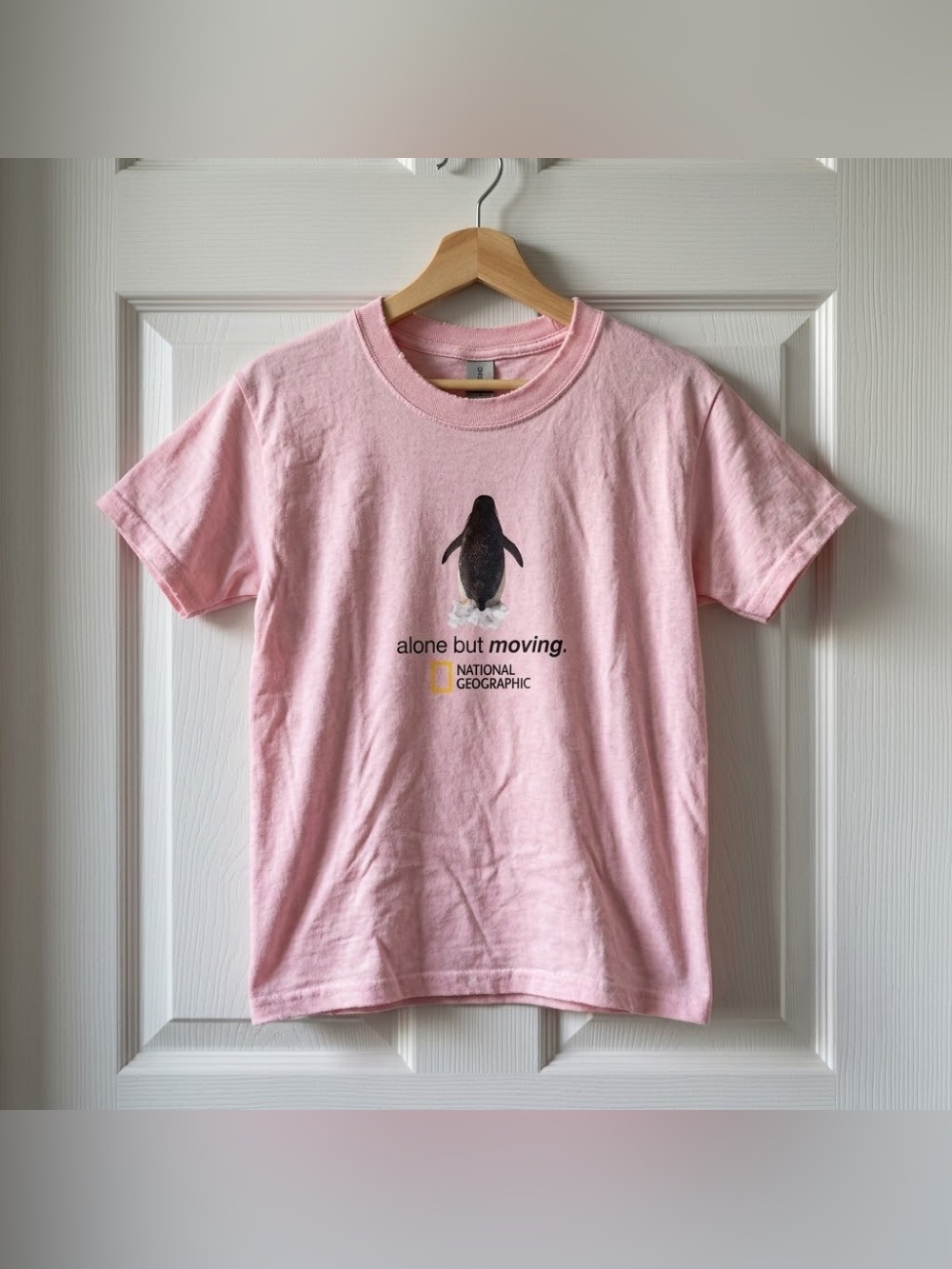 National Geographic Penguin Alone But Moving Gorpcore Light Pink T-Shirt